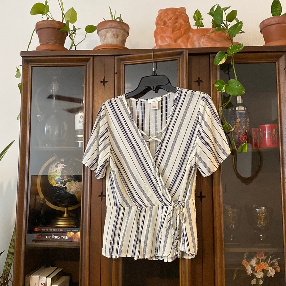 5/$25 URBAN Romantics Striped Wrap Blouse